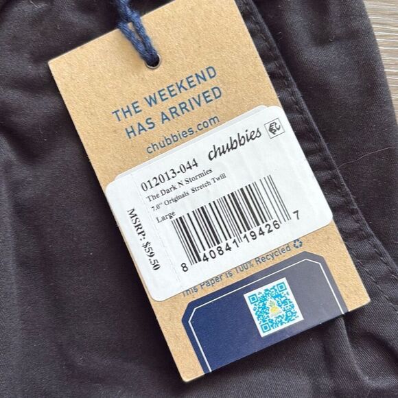 NWT Chubbies The Dark N Stormies 7” Black Original Twill Shorts Size Large - Picture 4 of 8